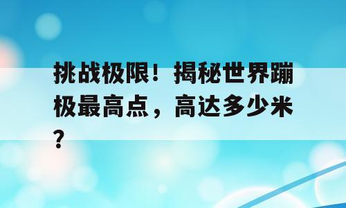 挑战极限！揭秘世界蹦极最高点，高达多少米？