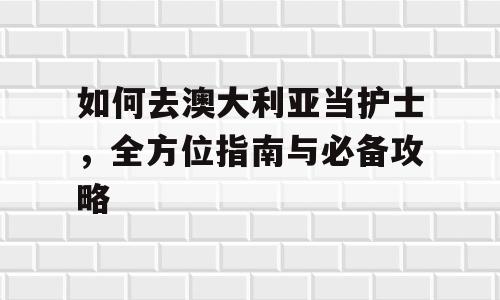 如何去澳大利亚当护士，全方位指南与必备攻略