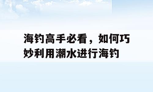 海钓高手必看，如何巧妙利用潮水进行海钓