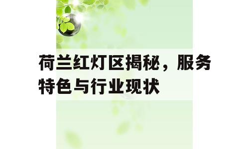 荷兰红灯区揭秘，服务特色与行业现状