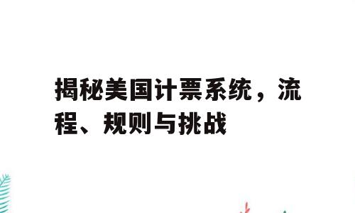 揭秘美国计票系统，流程、规则与挑战