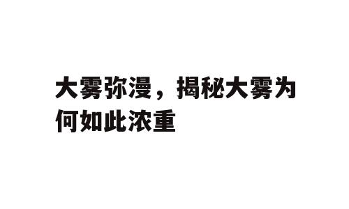 大雾弥漫，揭秘大雾为何如此浓重