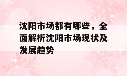 沈阳市场都有哪些，全面解析沈阳市场现状及发展趋势