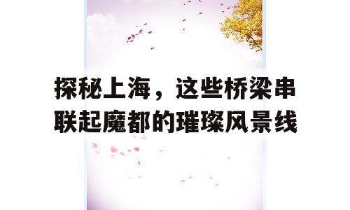 探秘上海，这些桥梁串联起魔都的璀璨风景线