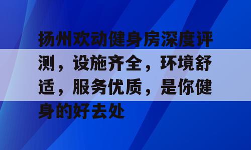 扬州欢动健身房深度评测，设施齐全，环境舒适，服务优质，是你健身的好去处