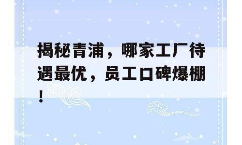 揭秘青浦，哪家工厂待遇最优，员工口碑爆棚！