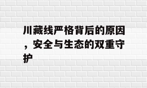 川藏线严格背后的原因，安全与生态的双重守护