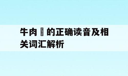 牛肉丼的正确读音及相关词汇解析