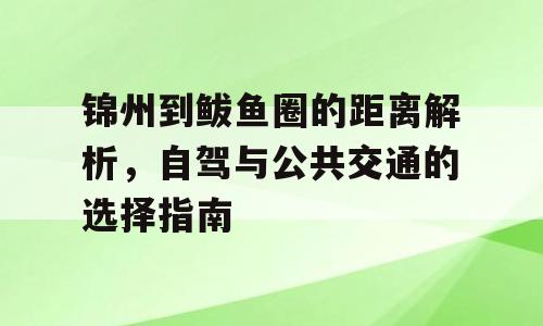 锦州到鲅鱼圈的距离解析，自驾与公共交通的选择指南