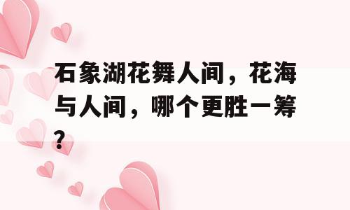 石象湖花舞人间，花海与人间，哪个更胜一筹？