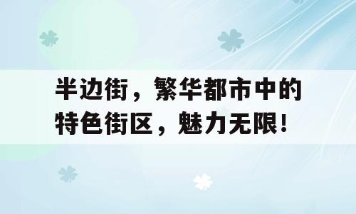 半边街，繁华都市中的特色街区，魅力无限！