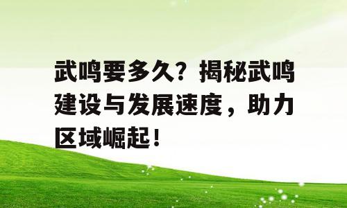 武鸣要多久？揭秘武鸣建设与发展速度，助力区域崛起！