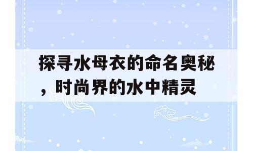 探寻水母衣的命名奥秘，时尚界的水中精灵