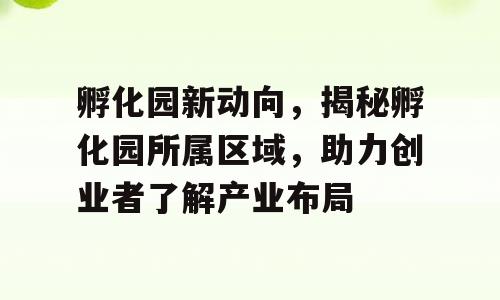 孵化园新动向，揭秘孵化园所属区域，助力创业者了解产业布局