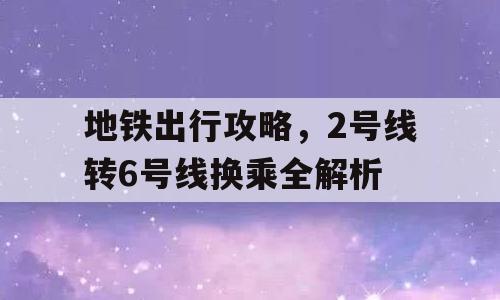 地铁出行攻略，2号线转6号线换乘全解析