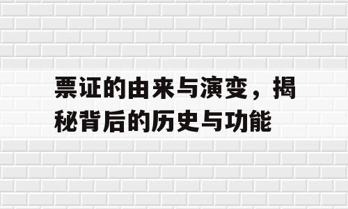 票证的由来与演变，揭秘背后的历史与功能