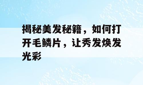 揭秘美发秘籍，如何打开毛鳞片，让秀发焕发光彩