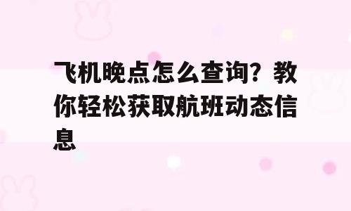 飞机晚点怎么查询？教你轻松获取航班动态信息