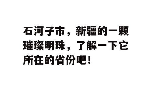 石河子市，新疆的一颗璀璨明珠，了解一下它所在的省份吧！