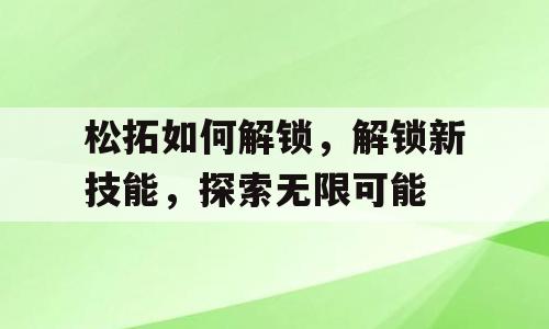 松拓如何解锁，解锁新技能，探索无限可能