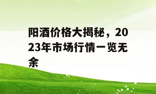 阳酒价格大揭秘，2023年市场行情一览无余