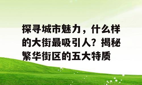 探寻城市魅力，什么样的大街最吸引人？揭秘繁华街区的五大特质
