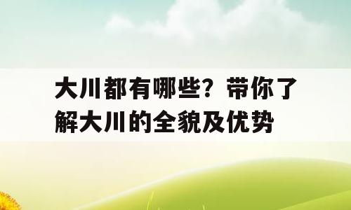 大川都有哪些？带你了解大川的全貌及优势