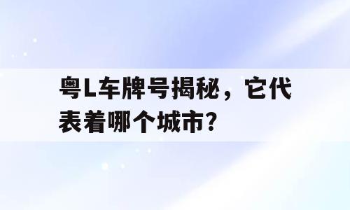 粤L车牌号揭秘，它代表着哪个城市？