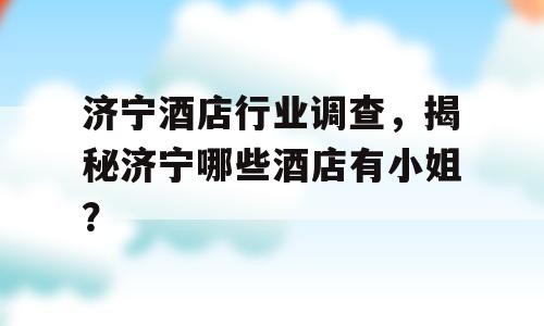 济宁酒店行业调查，揭秘济宁哪些酒店有小姐？