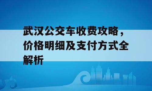 武汉公交车收费攻略，价格明细及支付方式全解析