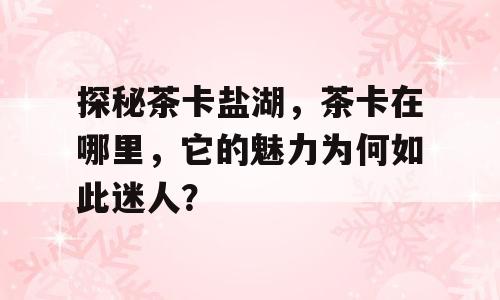 探秘茶卡盐湖，茶卡在哪里，它的魅力为何如此迷人？