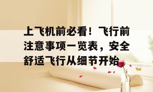 上飞机前必看！飞行前注意事项一览表，安全舒适飞行从细节开始