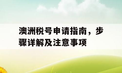 澳洲税号申请指南，步骤详解及注意事项