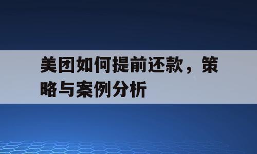美团如何提前还款，策略与案例分析