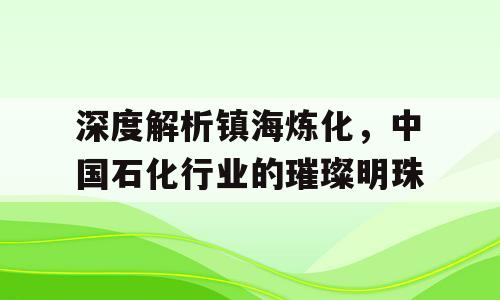 深度解析镇海炼化，中国石化行业的璀璨明珠