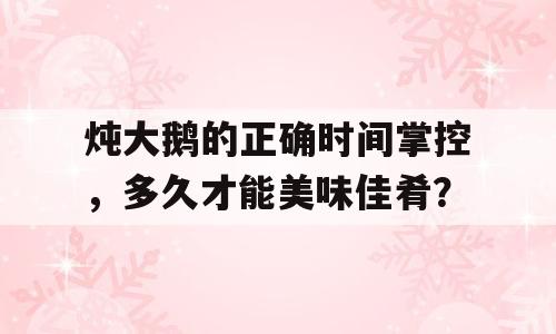 炖大鹅的正确时间掌控，多久才能美味佳肴？