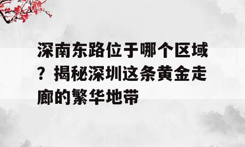 深南东路位于哪个区域？揭秘深圳这条黄金走廊的繁华地带