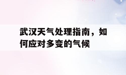 武汉天气处理指南，如何应对多变的气候