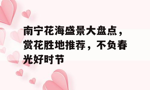 南宁花海盛景大盘点，赏花胜地推荐，不负春光好时节