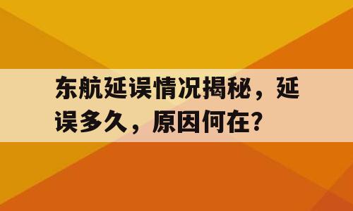 东航延误情况揭秘，延误多久，原因何在？