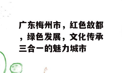 广东梅州市，红色故都，绿色发展，文化传承三合一的魅力城市