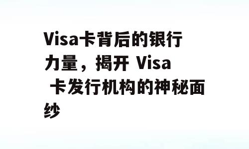 Visa卡背后的银行力量，揭开 Visa 卡发行机构的神秘面纱