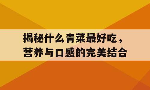 揭秘什么青菜最好吃，营养与口感的完美结合