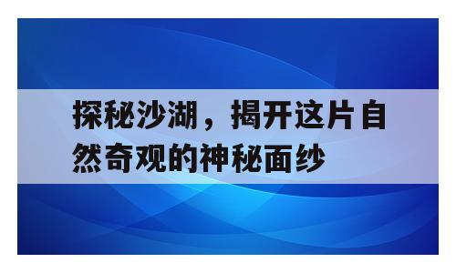 探秘沙湖，揭开这片自然奇观的神秘面纱