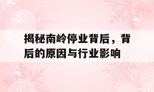 揭秘南岭停业背后，背后的原因与行业影响