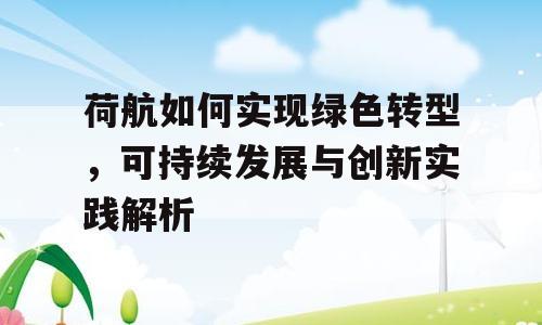 荷航如何实现绿色转型，可持续发展与创新实践解析