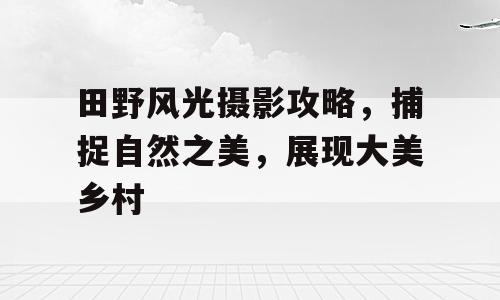 田野风光摄影攻略，捕捉自然之美，展现大美乡村