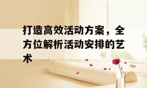 打造高效活动方案，全方位解析活动安排的艺术