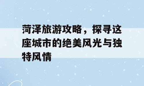 菏泽旅游攻略，探寻这座城市的绝美风光与独特风情