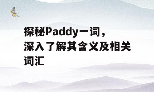 探秘Paddy一词，深入了解其含义及相关词汇